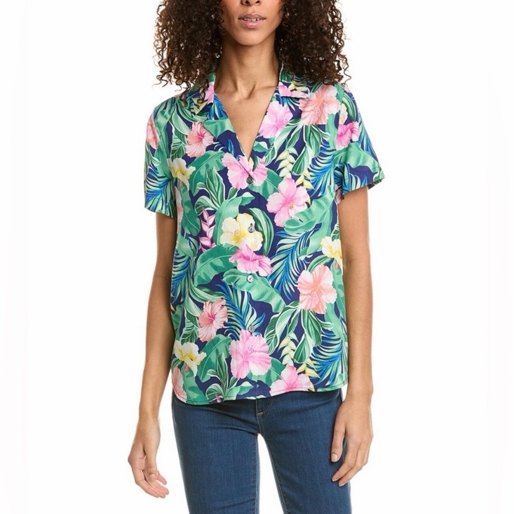 Tommy Bahama Women's Georgia O Reef Talulla Silk Camp Shirt - Size Medium